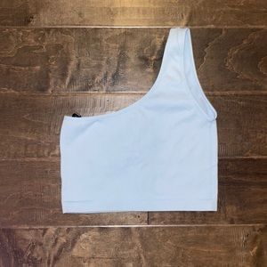Light blue cropped one shoulder tank top forever 21 S/M